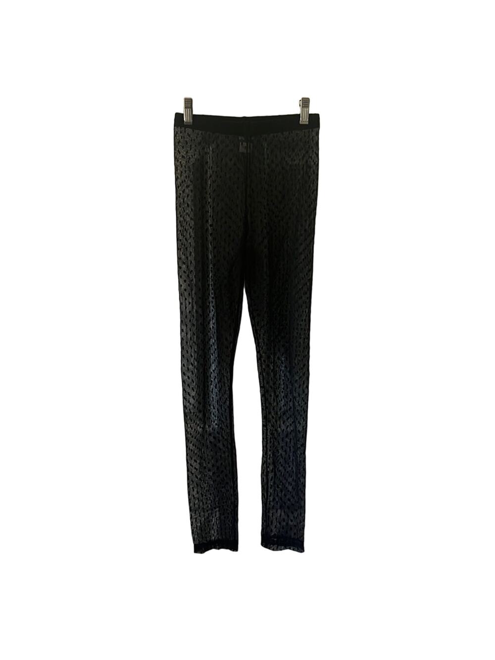 Aqua Blues Black Sheer Dot Leggings Juniors Size Small Y2K